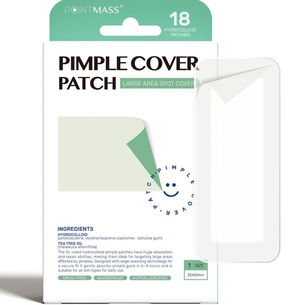POINTMASS Large Pimple Patches for Face and Body, Hydrocolloid Acne