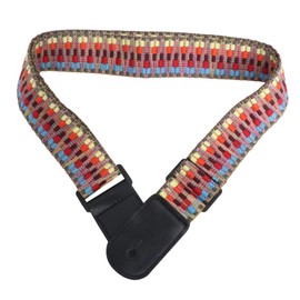 rosenice Ukulele Strap Cotton Adjustable Guitar Strap with Leather End Retro Braided Strap for Ukulele Small Guitar, black