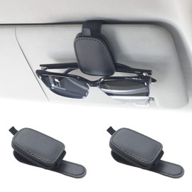 Yuoyar Magnetic Leather Sunglasses Holder for Car - 2 Packs