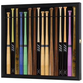DisplayGifts 16 Baseball Mini Bat Display Case Cabinet Holder Rack UV Protected Mini 18" Black