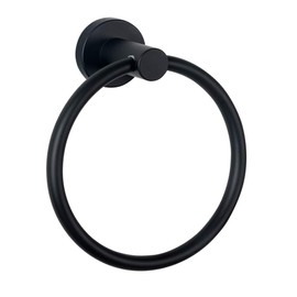 WEIKO Matte Black Towel Ring, Bathroom Hand Towel Holder Round Wall Mounted Black Towel Hanger Stainless Steel