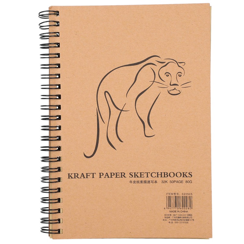 4Pcs Kraft Paper Sketchbook Retro Sketch Pad HandPainted Thick Art