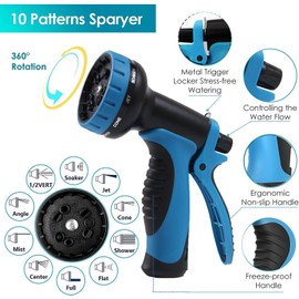 Upgraded Non-Expanding Garden Hose, 100ft Flexible Water Hose with 10 Function Nozzle, Lightweight Burst-Resistant, Lead-Free, Anti-Kink, High-Pressure Water Pipe for Outdoor, Watering, Car Wash