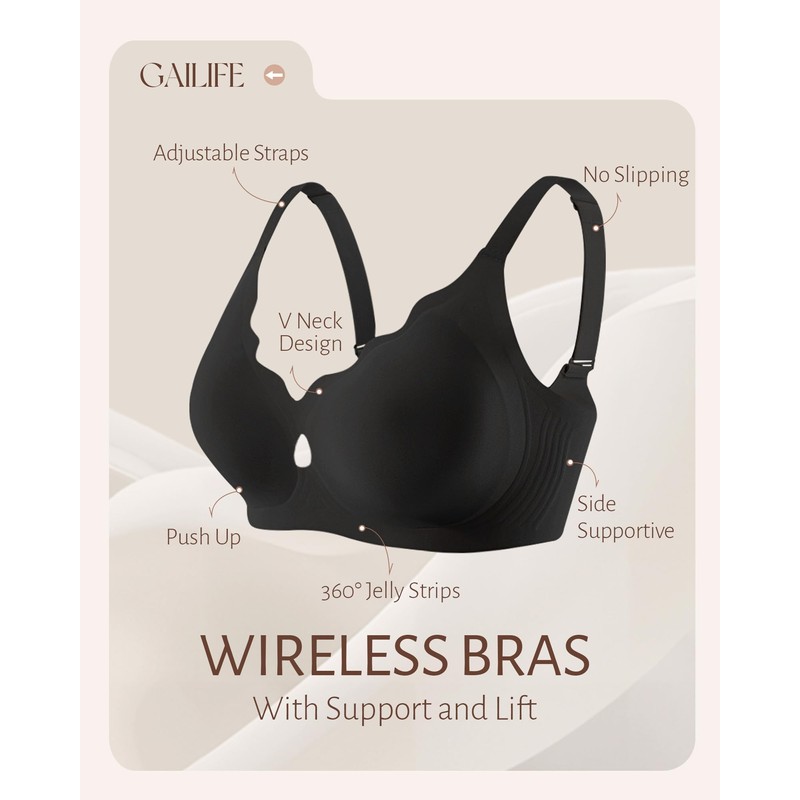 Gailife Bras for Women No Underwire Jelly Bras Wave Wireless