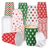 100 Sets Christmas Paper Cups Disposable 12 oz Christmas Coffee