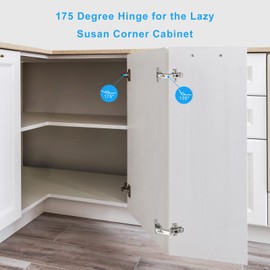 2 Pack Frameless Full Overlay 175 Degree Soft Close Lazy Susan Hinges, Clip ON Plate, Chibery Multi-Pivot Concealed Hardware for Corner Kitchen Cabinet, Cupboard Folded, Folden Door, Closets