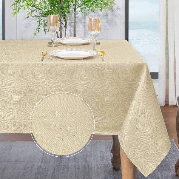 Softalker Jacquard Rectangle Tablecloth - Swirl Design Waterproof Spill Proof