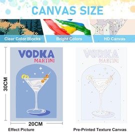 Framed Paint by Numbers Kit for Adults 4 Pack-Retro Cocktail Painting by Numbers Kit for Adults Beginner, DIY Vintage Easy Paint by Number with Framed Canvas for Bar Party Room Wall Decor (8x12inch)