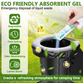 BLIKA 20 Count Camping Toilet Bags Eco Absorbent Gel Set, Portable Toilet Bags with Gel, 8 Gallon, 30 Liter, Heavy Duty 1 Mil, Toilet Replacement Bags with Toilet Powder for Camping Outdoor Hiking