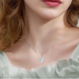 DAYLINLOVE Elephant Necklace Sterling Silver Moonstone Elephant Pendant Necklace Birthday Mothers Day Gifts for Women Girlfriend Wife Mom