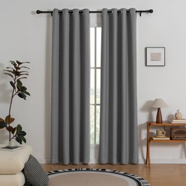 Tenger Home 100% Opaque Sliding Curtains, Blackout Curtain, Curtains with Eyelets, Linen Look, Thermal Curtain, Heat Protection for Bedroom, Living Room, 1 Piece (120 x 145 cm)