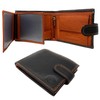MOIRENTO Mens Black Wallet Orange Leather Trifold RFID Blocking Credit