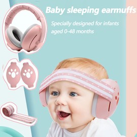 QSLKI 2-in-1 Baby Ear Protectors, Adjustable Baby Ear Protectors with Noise Cancellation, Baby Headphones Noise Protection for up to 48 Months, Capsule Ear Protectors for Newborns, Noise Cancelling,