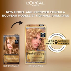 L'Oreal Paris Superior Preference 9 weeks of Luminous Fade-Defying Permanent Hair Dye, 37 Golden Blonde, 100% Grey Coverage, Hair Dye Kit (Pack of 2) (Packaging May Vary)