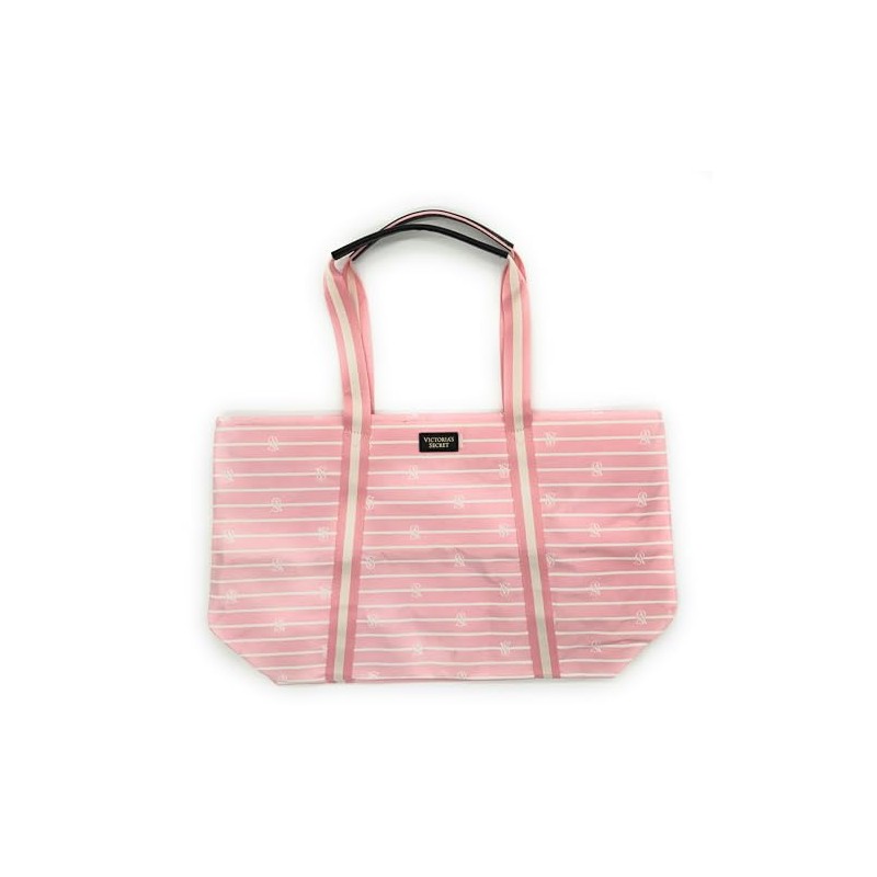 Victoria's Secret Pink White Stripe Weekender Tote Bag, Medium