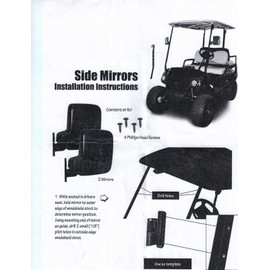 3G New Pair (2) Folding Side View Mirrors for Club Car, EZGO, Yamaha Golf Carts