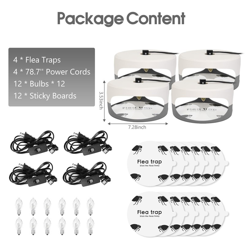 4 Pack Flea Traps for Inside Your Home, Original Indoor