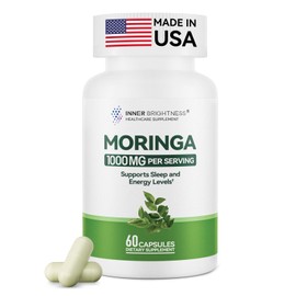 Moringa Capsules 1000mg, Moringa Leaf Extract 10:1, Energy, Sleep, Immune & Gut Health, Veg Capsules 60 Count, All-Natural, Non-GMO, Made in The USA