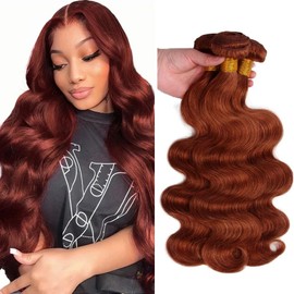Copper Human Hair Bundles Reddish Brown Body Wave Bundle Color 33 Bundle Human Hair Brazilian Unprocessed Virgin Hair 3 Bundles 16 16 16 Inch