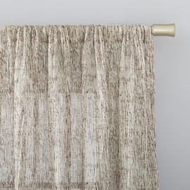 Scott Living Tulin Watercolor Print Sheer Rod Pocket Curtain Panel, 50" x 96", Pecan Brown
