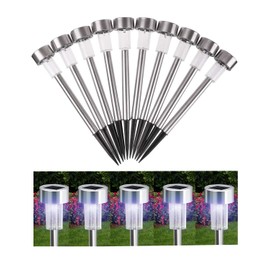 NEWOTE 10PCS White LED Outdoor Steel Garden Solar Powered Landscape Light Lamp Yar Pathway Stake Lights