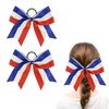 2Pcs American Flag Glitter Ribbon Cheerleading Bows Large Cheer Hair