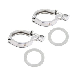 QiiMii Stainless Steel 304 Single Pin Heavy Duty Tri Clamp with Wing Nut for Ferrule TC 2.5" with 1 pc Silicone Gasket, 2 Pack