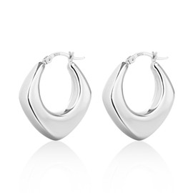ALEXCRAFT Silver 925 Chunky Hoop Earrings for Women, Large Thick Square Hoop Earrings Minimalist Sterling Silver Earrings Jewelry Gifts for Women Girls 30mm