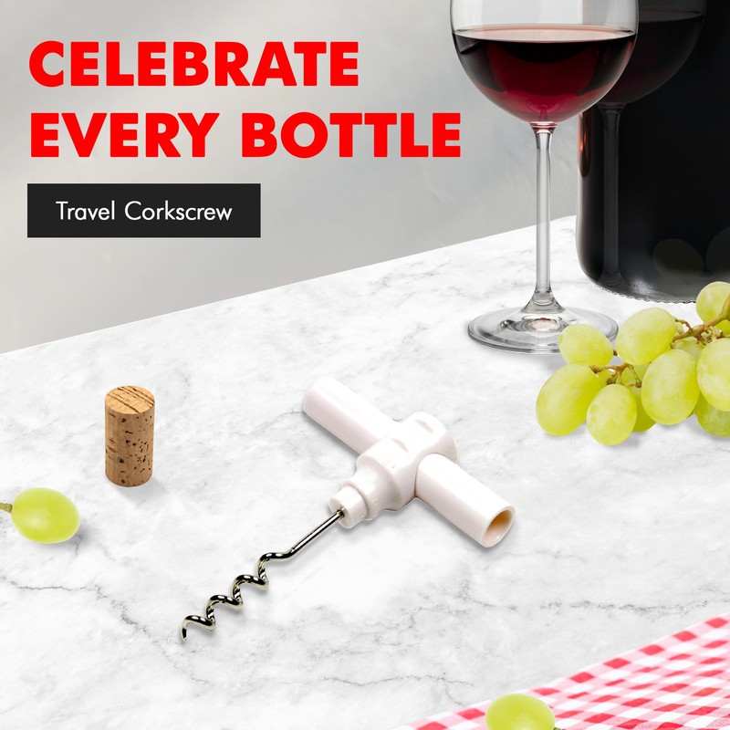 Chef Craft Select Travel Corkscrew, 4 inches in length, White