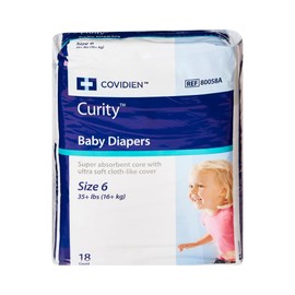 Curity Baby Diaper Tab Closure Size 6 Disposable Heavy Absorbency, 80058A - Pack of 18