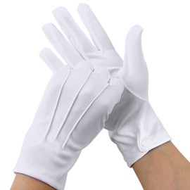 MATORD 2 Pairs White Nylon Gloves with Press Stud for Formal Tuxedos, Ceremonial Team Uniforms, Santa Claus, White