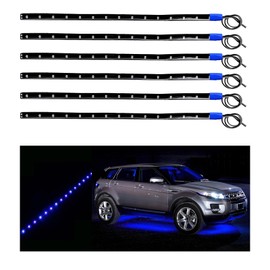 Dickno 6 PCS 15 LED Strip Underbody Light, 1Ft 12V Waterproof Car Led Interior Exterior Strip Light with 6 Inch Wire, Flexible Auto Light Strip Decoration for Car Motorcycle Truck Boat (Blue)