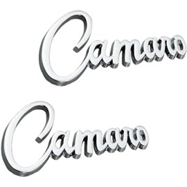 2Pcs Camaro Emblems 3D Metal Car Badge Sticker Letter Nameplate Replacement for Camaro SS ZL1 Z28-(Chrome)