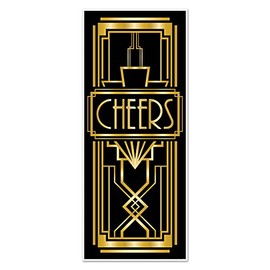 Beistle Black and Gold Cheers Door Cover- 1 pc