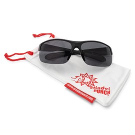 grinderPUNCH Bifocal Sunglasses Wrap Around Reading Glasses Outdoor Sun Readers Sports Eye Safety UV Protection Shades (Matte Black Frame - Gray Rubber, +1.00)