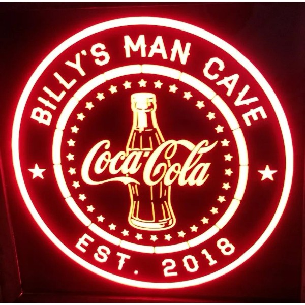 Custom Coca-Cola Coke LED Sign Personalized, Home bar pub Sign,