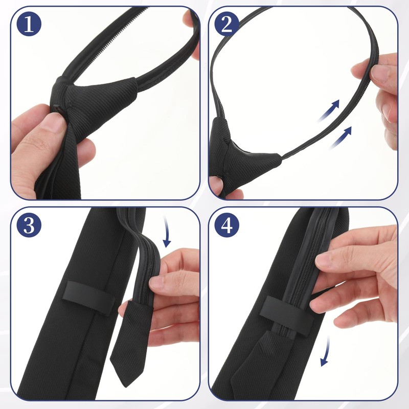 2PCS Men's Clip-on Ties - Solid Uniform Pre-tied Adjustable Neck