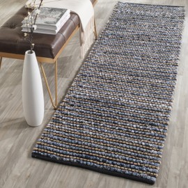 Safavieh Cape Cod Collection CAP365A Handmade Flatweave Braided Cotton & Jute Runner, 2'3" x 10' , Blue