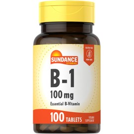 Sundance Vitamin B-1 | 100mg | 100 Tablets | Essential Vitamin Supplement | Vegetarian, Non-GMO, and Gluten Free Formula