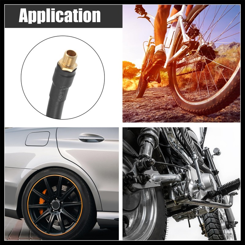 Hihaha 100cm Car Tire Inflator Extension Hose Adapter Black Copper