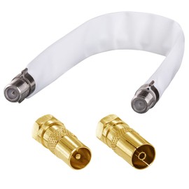 hb-digital 1x SAT Window Feed-Through Flat Flexible Nickel-Plated Contacts White HQ Doors Window + Adapter Set: F Plug to IEC Antenna Plug (Male) & IEC Antenna Socket (Female) - Gold-Plated