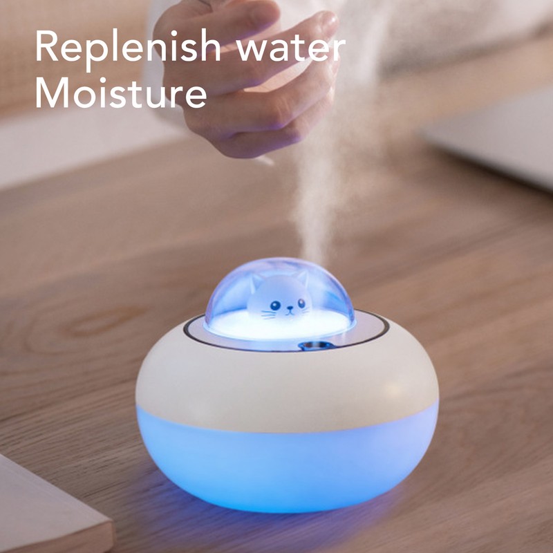 Mini Humidifier Cute Cat Sculpture Portable Quiet Desktop Air Humidifier