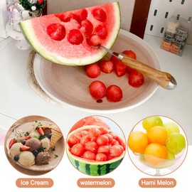 4 Pack Melon Baller Scoop-Melon Baller-Fruit Spoon-Wooden Handle Grapefruit Spoons
