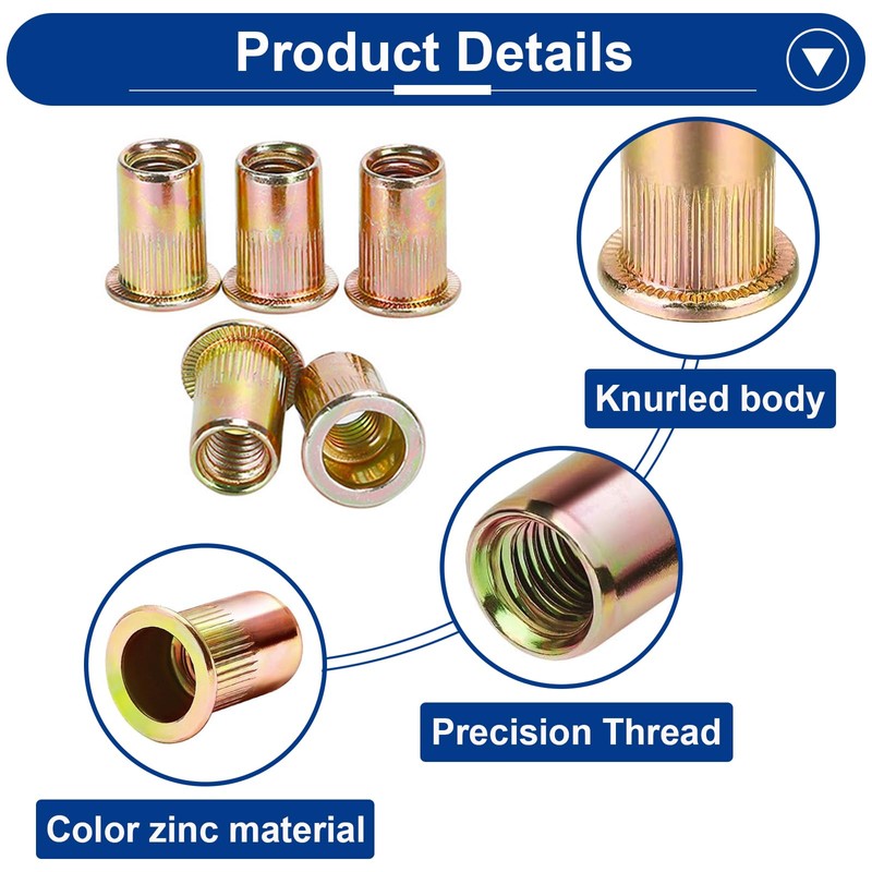 Tnisesm 90Pcs M6 Rivet Nut with Rivet Nut Installation Tool,