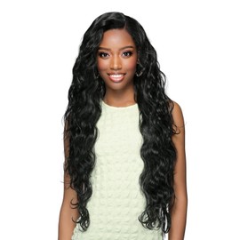 Bobbi Boss Human Hair Blend HD Lace Front Wig Miss Origin Glueless 13X6 MOGL300 Lyla (Off Black 1B)