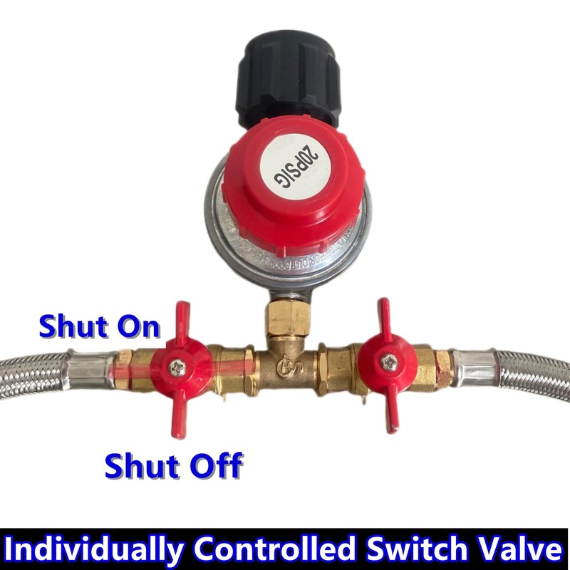 MCAMPAS 0-20 Psi Adjustable Propane Regulator with Hose. 8 Feet