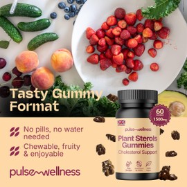 Pulse Wellness | Plant Sterols | Gummies | Mixed Berries Flavour | 60 Count | No Water Needed | No Huge Pills | Vegan | Plant Sterols to Lower Cholesterol | High Strength Beta Sitosterol | UK Brand