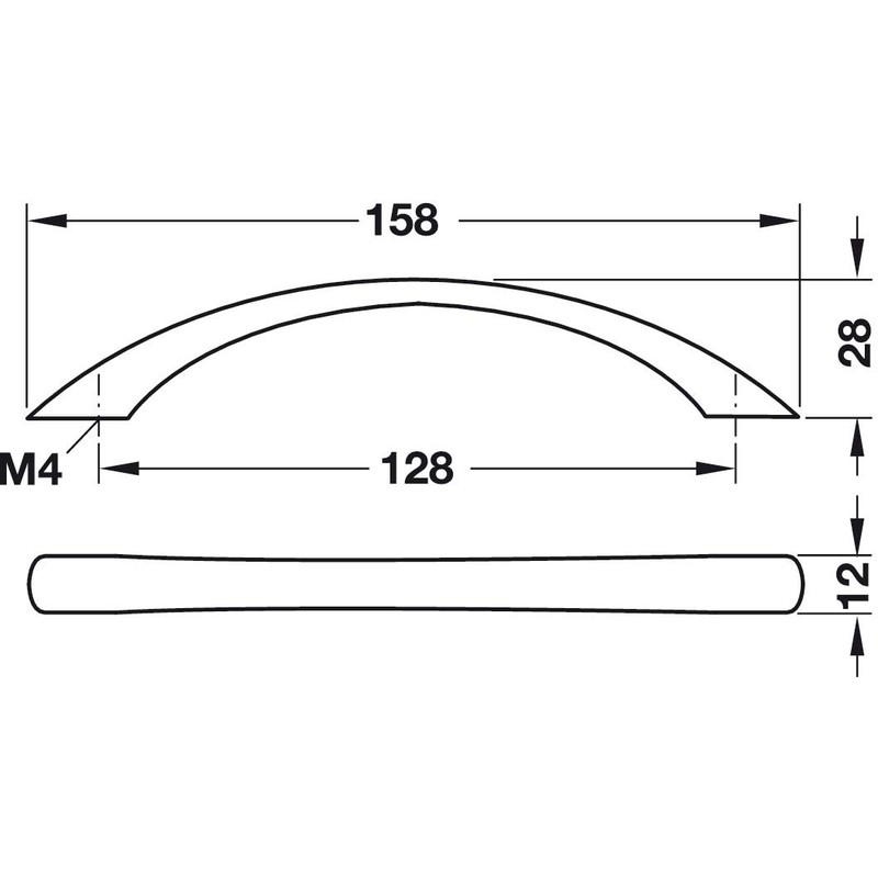 Gedotec Cabinet Handle Black Furniture Handle 128 mm Bow Handle