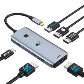 LIONWEI USB C to Dual HDMI Adapter, 6 in 1 USB C Hub Docking Station USB C Monitor with an 8K HDMI, 3 Ports, PD 100W for Dell, HP, MacBook, Lenovo Yoga