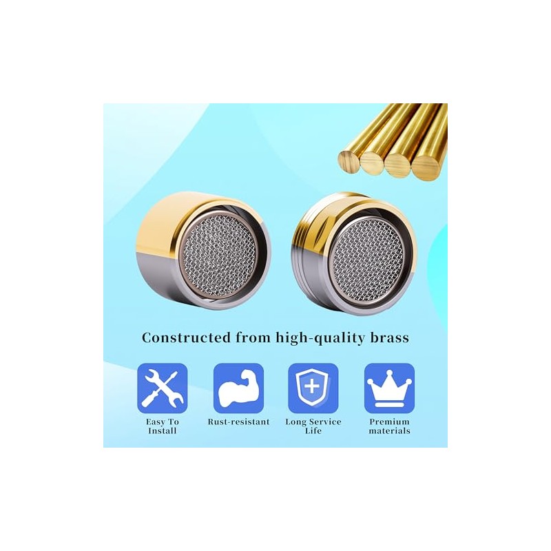 Kitchen Faucet Aerator Replacement, Anti-Splash with Multi-Size Wrench, 10 Pack
